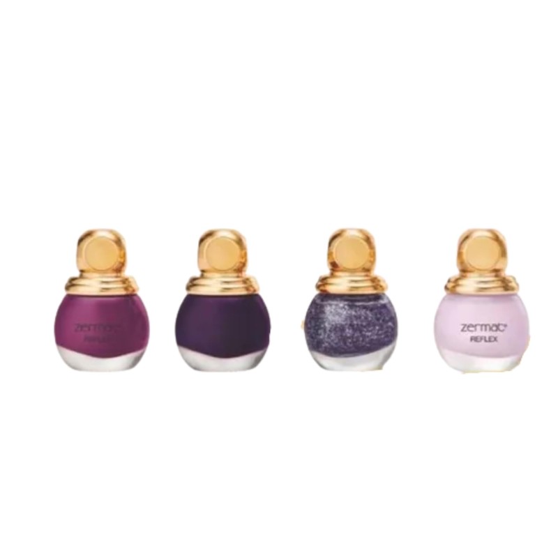ZERMAT Set de 4 Esmaltes de Uñas Premium, Tonos Púrpura,