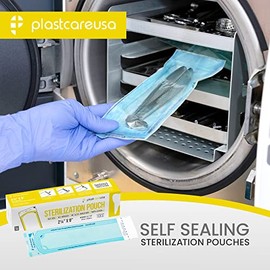 200 bolsas de esterilización de 2,25 x 9 mm, esterilizadoras para esterilizar instrumentos médicos dentales y herramientas de limpieza