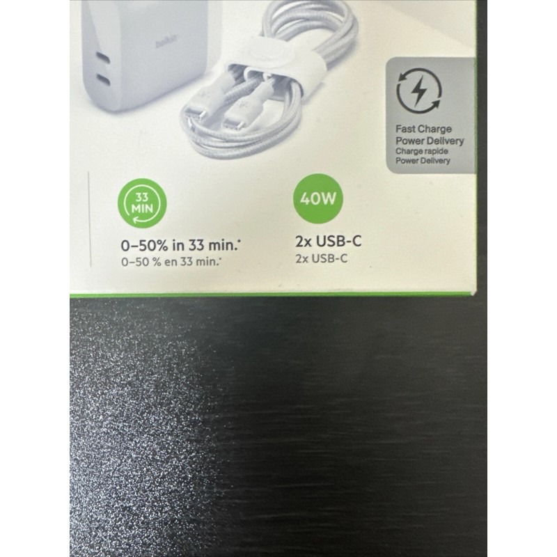 Belkin Boostcharge Dual-Port USB-C Wall Charger 40W + 5ft USB