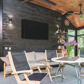 Easy-Going Waterproof Outdoor TV Cover for 22-24 inch TV with Bottom Cover, Thick Fabric, Dustproof and Weatherproof TV Cover with Remote Control Pocket, Black