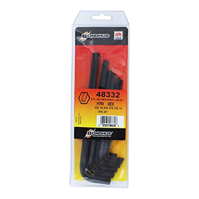 BONDHUS Hexagonal L-Wrench Anti-Fiddling Long Set, Black Dyed, 8 Piece
