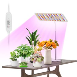 KINGPLUS Grow Lights with Stand, Full Spectrum Growing Light for Indoor Plants, 120 LEDs, 4 Dimmable Levels, Timer 4/8/12h, 12-60inches Height Adjustable,18w, Ideal for Desk Small Plants