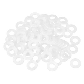 sourcing map 85Pcs M10 Nylon Flat Washers Plain Washer 10mm ID 16mm OD 1mm Thick Plastic Spacers for Screws Bolts Garden Faucet Plumbing Repair, White
