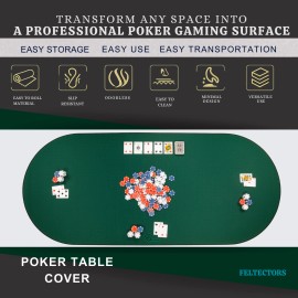 Feltectors Board Game  Mahjong Neoprene Mat Card Table Cover 73x31.5" -Green