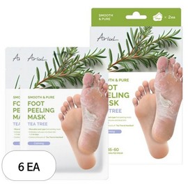 Arial Smooth & Pure Tea Tree & Houttuynia cordata Calming Foot Peeling Mask Calming, 68g, 6 pieces, 2 sheets / 아리얼 스무스 앤 퓨어 티트리 앤 어성초 카밍 풋 필링 마스크 카밍, 68g, 6개, 2매