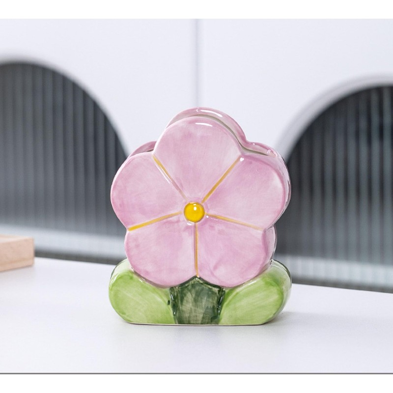 Ceramic Makeup Brush Holder,Flower,Purple