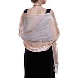 Jmkcoz Women's Pashmina Shawls Wraps Scarf for Evening Dresses Bridal Bridesmaid Wedding Winter Large Warm Soft Silky Scarves (Champagne)