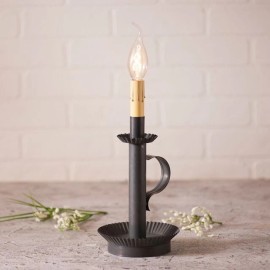 Irvin's Country Tinware Candlestick Accent Light in Kettle Black Metal 11" Wired E12/Candelabra Socket