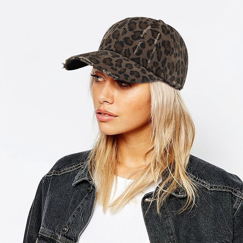 WULIQIUQIU Women's Leopard Print Baseball Cap Retro Mommy Hat Adjustable