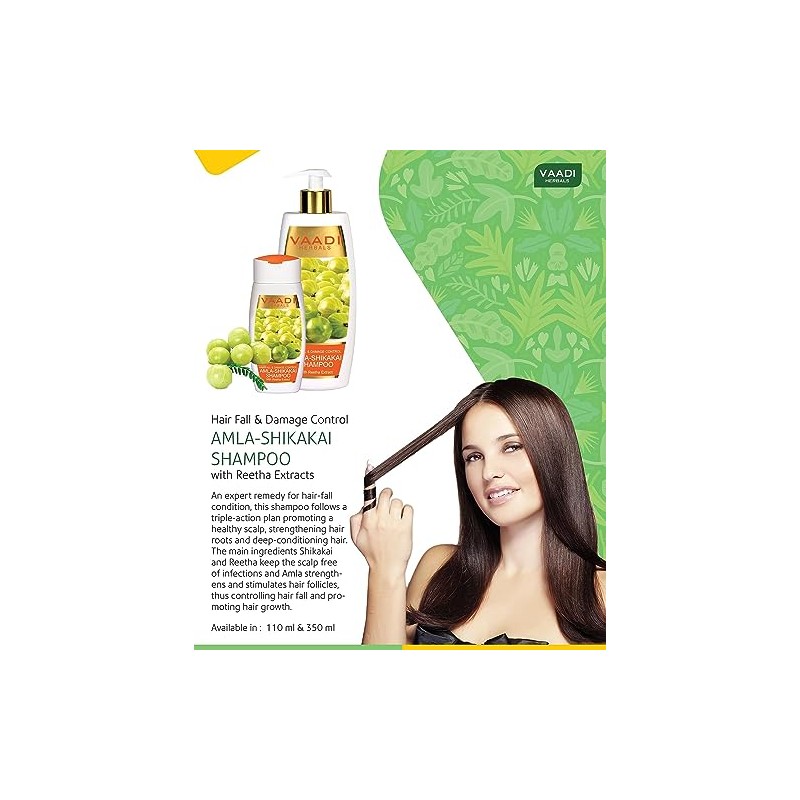 Vaadi Herbals Champú Herbal Totalmente Natural, Apto Para Todo Tipo