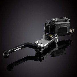 MZS Motorcycle Levers Set, 7/8 Brake Master Cylinder Clutch Cable Lever Pivot Adjustable CNC Black Compatible with Motorbike Ebike Street Sport Dirt Pit Mini Bike Scooter