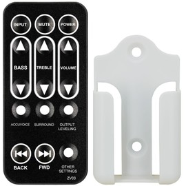 Replacement Remote Control for ZVOX SOUNDBASE Z-Base 415 425 430 430HSD 525 550 550HSD 575 575HSD TV Speaker (with Mounting Bracket)