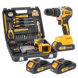 3/8" Brushless Compact Drill Tool Set, 85N.m 21V Cordless Drill Box with 2 * 2000mAh Battery, 782 In-lb Tool Set,DIY Hand Tool Kits for Daily Home Repair
