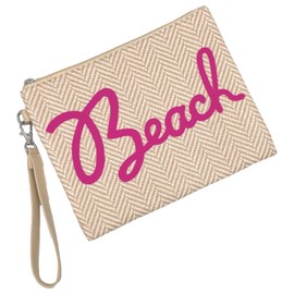 Vito & Joe Lieblingsdinge Beach Toiletry Bag Beauty Bag Pouch Straw Raffia Design, Straw white, Cosmetic bag