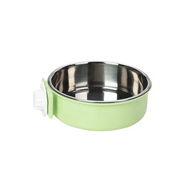 Pet Hanging Bowl 2-in-1 Removable Stainless Steel Food Hanging Bowl for Puppy/Cat, Andiker Pet Bowl Hanging Cage Large Water Food Feeder for Dogs Cats (Small, Green)