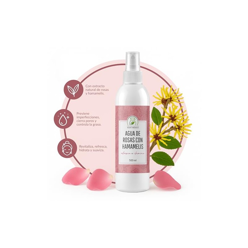 Agua De Rosas Con Hamamelis Hidratante Facial Productos Mart Mexico