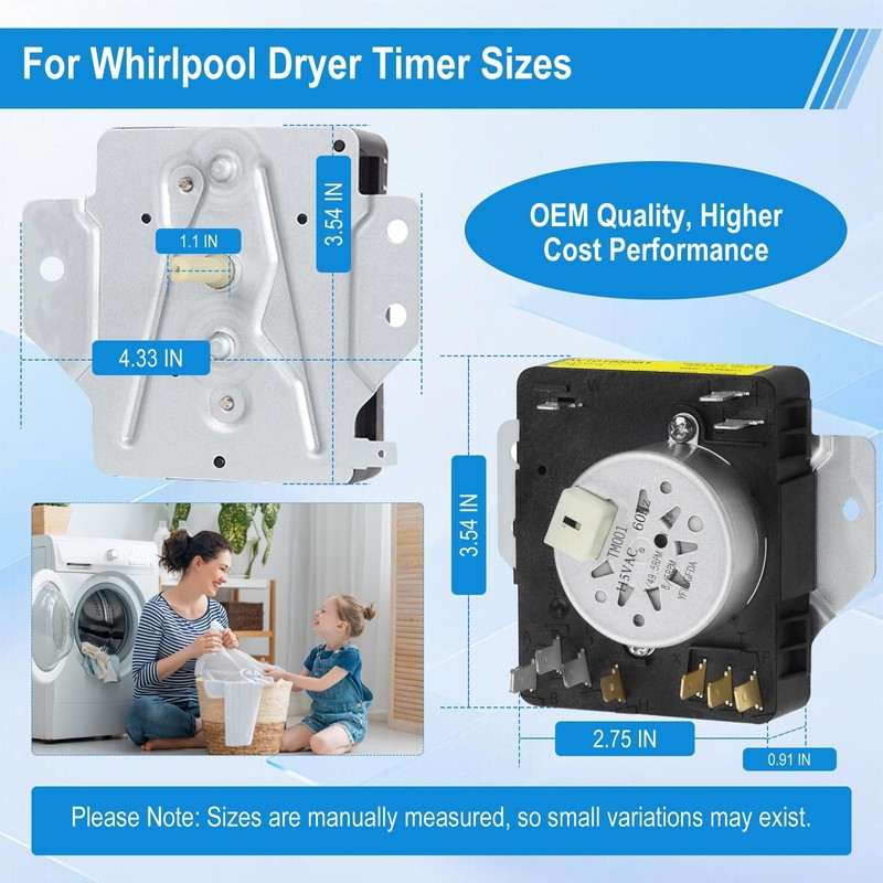W10185981 Dryer Timer, WPW10185981 Dryer Timer Compatible with Whirlpool, Maytag,