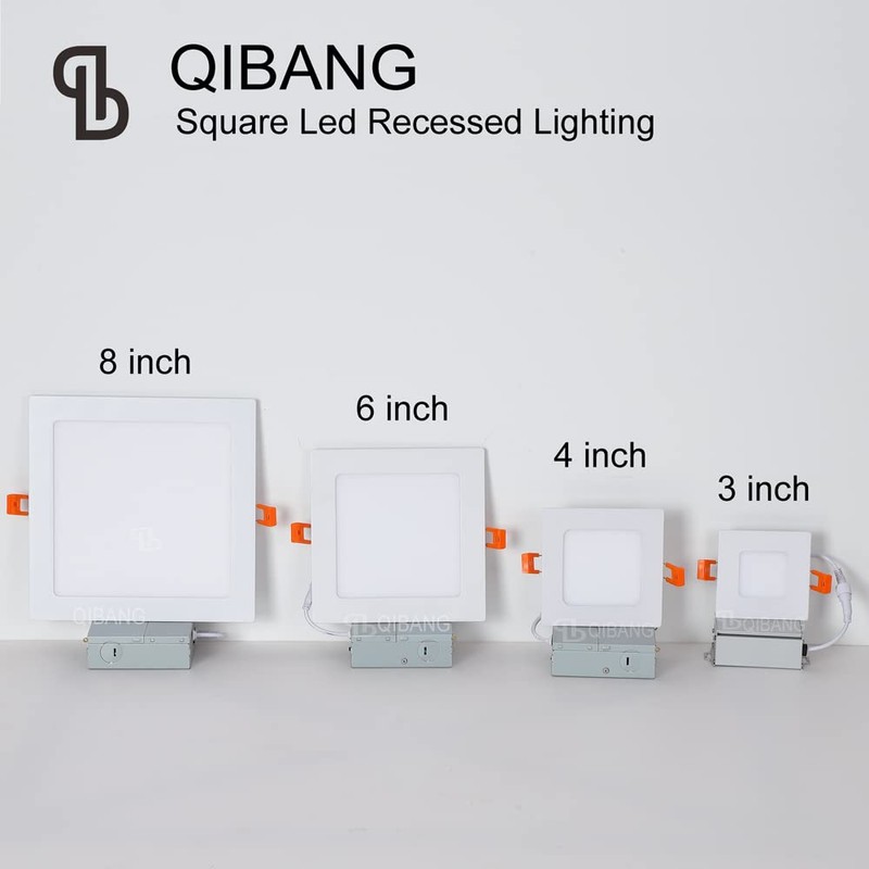 QIBANG 2 Pack 4 Inch Square Recessed Lighting Dimmable with
