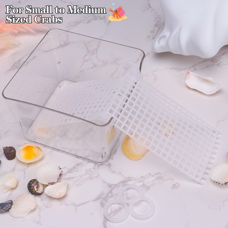 Dexspoeny Transparent Hermit Crab Water Tanks with Mesh Climbing Ramp