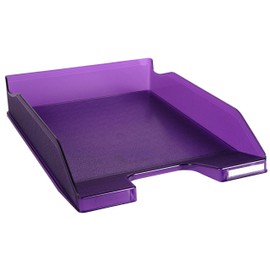 Exacompta - Ref 11319D - Linicolor Letter Tray Combo Midi - 347 x 255 x 65mm in Size, Holds Up To 500 Sheets, Suitable for A4 Documents -Purple Translucent
