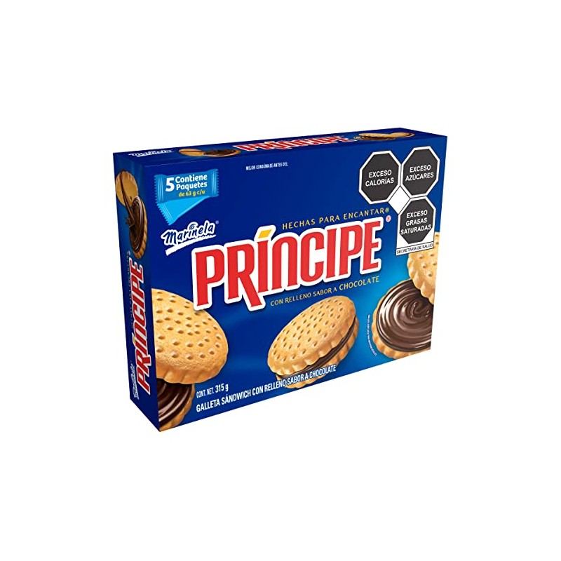 Marinela Galletas Príncipe, 5 paquetes, 315g