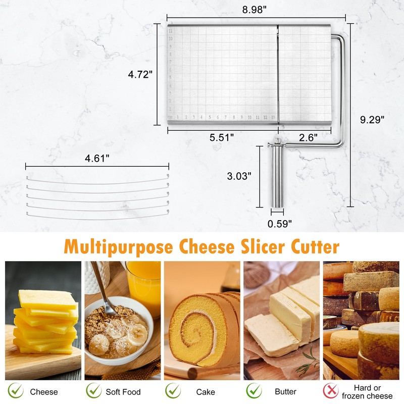 WarmHut Cheese Slicer Wire Cutter, Stainless Steel Cheese Cutter Board
