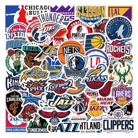 Pack of 60 Basketball Team Stickers for Water Bottles, Skateboard, Luggage, Computer, Scrapbook, Car Stickers, Cute Laptop Stickers for Teenagers and Adults