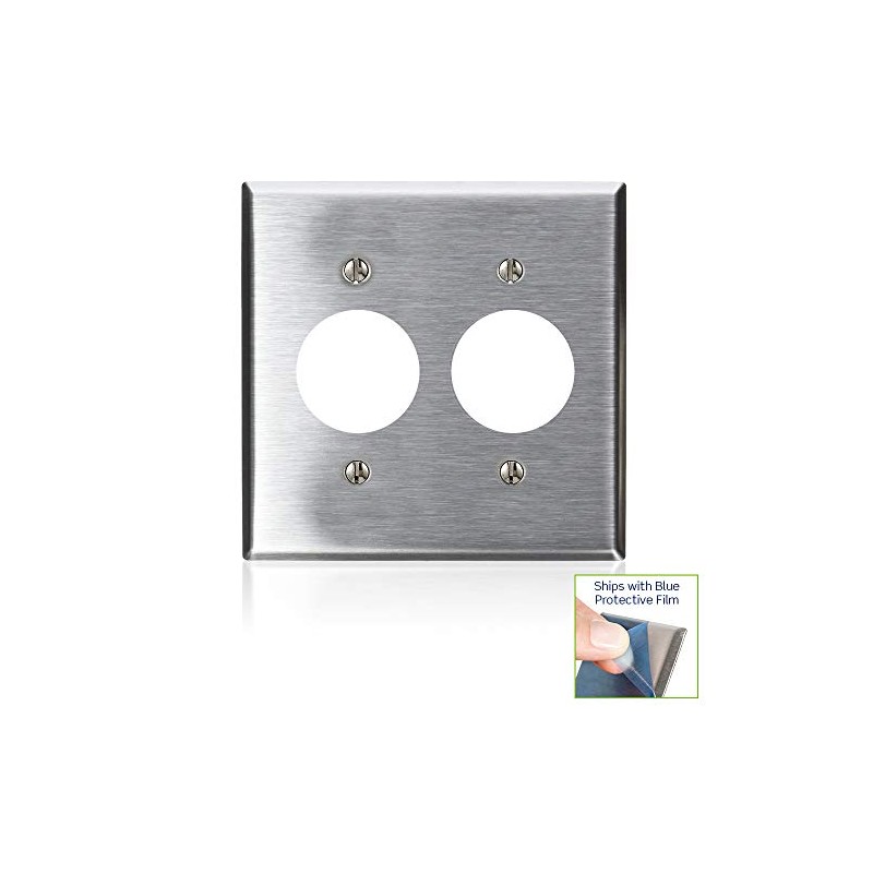 Leviton 2-Gang Hole Device Wallplate, Standard Size, Non-Magnetic Stainless Steel,
