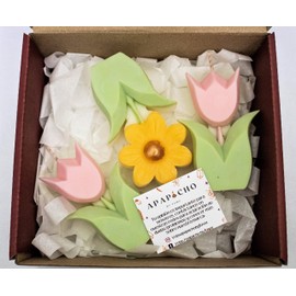 Fuwu, APAPACHO velas aromaticas decorativas con caja decorada ideal para regalos, velas para decoracion hechas a mano, velas relajantes decorativas velas decorativas con aroma (Margarita y tulipanes)