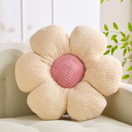XIAIJIA Flower Pillow Flower Shaped Pillow Cushion Decorative Daisy Pillow for Bed Cute Throw Pillow Flower Floor Pillow Soft Seat Cushion Cream Flower Cushion 15.7"