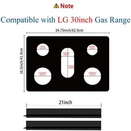 bezoku Stove Cover with Stove Gap Covers for LG 30 Inch Gas Range Model LGLDG4315 LRG4115 LRG4113 LDG4313 LRGL5825 LRGL5925 LSGL6335DF, Upgraded 0.4MM Reusable Stove Burner Covers for Stove Protector