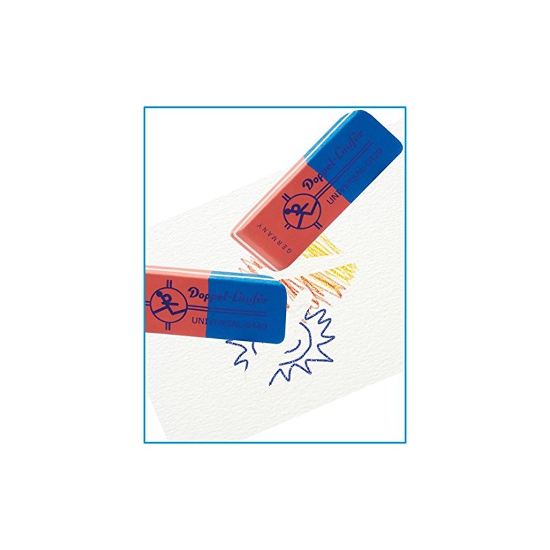 Universal Runner 69804 Double/Natural Rubber Eraser, Red and Blue Classic