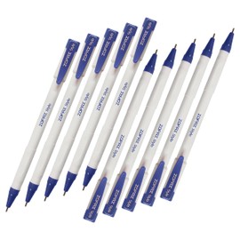 ZOFAX Stylo Ballpoint Pens, BLUE, Medium Point (1.0mm), Pack of 10, Triangular Comfort Grip, Smooth Writing, Perfect for Office School Home Business Use