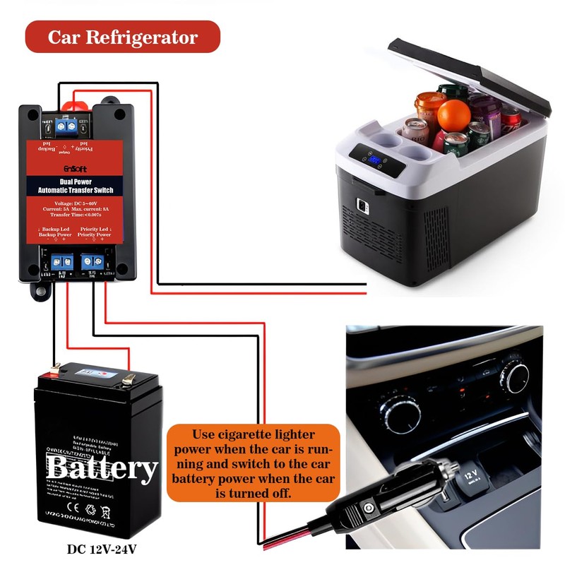 DC 5-60V Dual Power Automatic Tranfer Switch,Two Ways Without Power