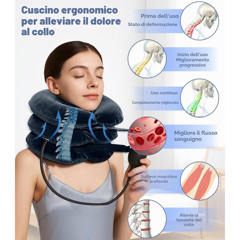 Trazione Cervicale Collare Cervicale Gonfiabile - Cuscino Cervicale da Viaggio