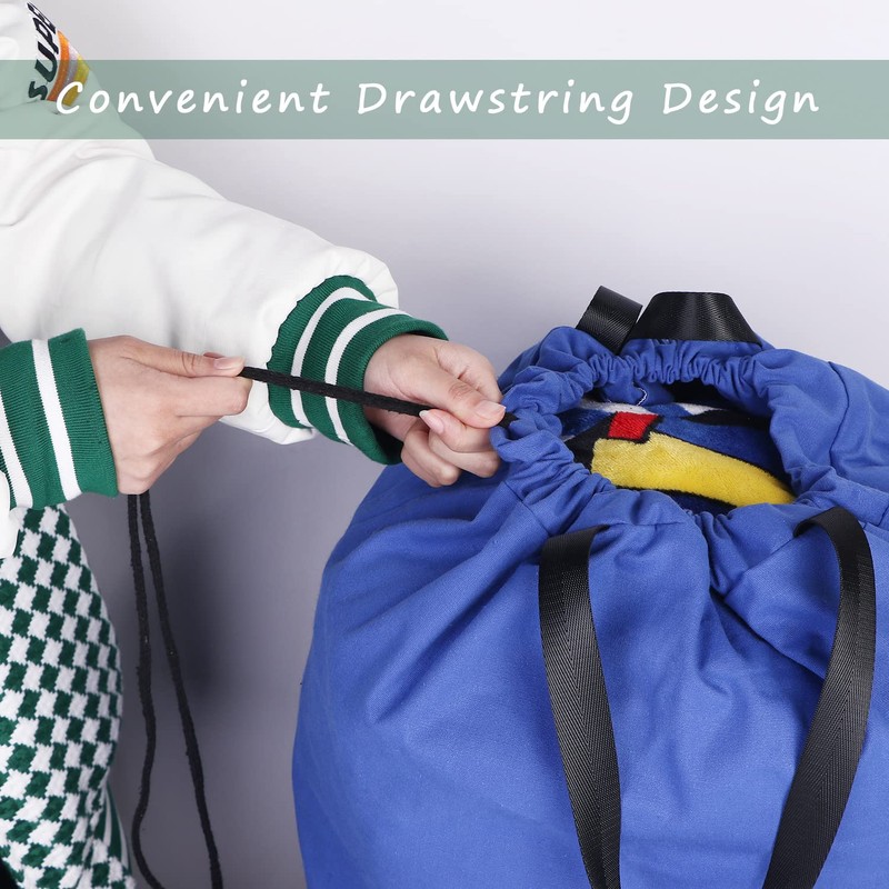 SANFERGE Cotton Canvas Laundry Bag with Handles & Drawstring Straps,