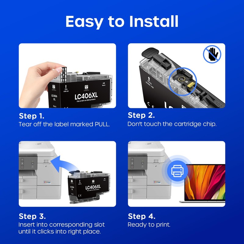 LC406XL Ink Cartridges for Brother Printer Replacement for LC406 XL,
