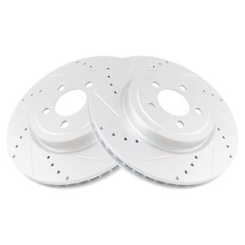 TRQ Front Performance Brake Rotors Set Premium G-Coated Cross Drilled & Slotted Compatible with 2005-2021 Chrysler 300 2009-2022 Dodge Challenger 2006-2022 Charger 2005-2008 Magnum