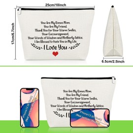 Bonus Mom Gifts from Daughter Makeup Bag Bonus Mum Gifts Stepmother Gifts Cosmetic Bag Christmas Mothers Day Gifts for Stepmom Bonus Mom Adoption Gifts Mother in Law Gifts Travel Toiletry Bag