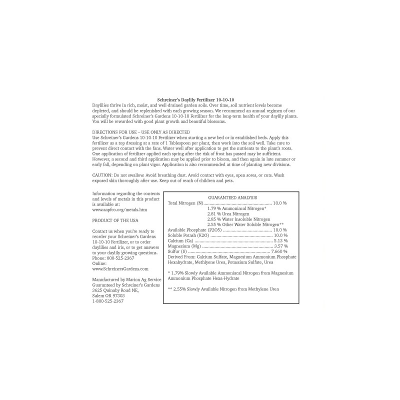 10-10-10 Natural Based Daylily Food