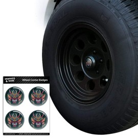 GRAPHICS & MORE Samurai Warrior Japanese Demon Oni Mask Tire Wheel Center Cap Resin-Topped Badges Stickers