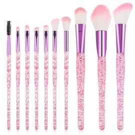 10 PCS 글리터 크리스탈 메이크업 브러시 아이 전문 아이섀도 컨실러 블링 귀여운 세트 10 PCS Glitter Crystal Makeup Brush Eye Professional Eyeshadow Concealer Bling Cute Set [pink]