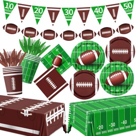 178Pcs Football Party Supplies - Football Plates and Napkins Kit, Serve 25, Themed Tableware for Birthday, Game Day Party