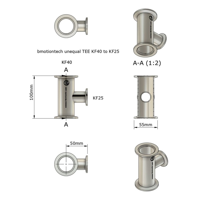 bmotiontech Superior Grade - Unequal TEE with KF40 flange and