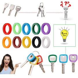 40 Pack Silicone Key Cap Tags,Plastic Key Identifier Rings,Key ID Rings,4 Pcs Each Color,10 Colors in Total