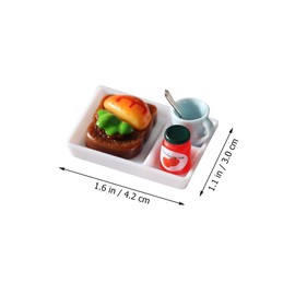 TENDYCOCO 4 Sets Miniature Food and Play Toast Model Miniature Dessert House Accessories Breakfast Props House Food Plate Miniature Bread