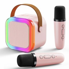 Fall Portable Wireless bluetooth Karaoke Speaker with 2 wireless Microphone, HIFI Stereo Sound Subwoofers, KTV Speaker Subwoofer with RGB Colorful LED Lights, Karaoke Machine Sound System for Outdoor Sports Travel, Audio Device, Room Accessories - Color: