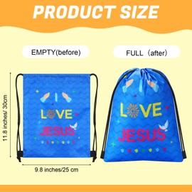 Frienda 20 Pieces Religious Gift Bags Christian Drawstring Backpacks Jesus Treat String Bags Bulk God Bless Baggies for Sunday School Birthday Baby Shower Christian Party Favors Packing, 11.8 x 9.8