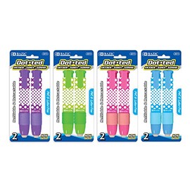 BAZIC Retractable Stick Erasers Dot.ted, Mechanical Pencil Eraser, Large Size Click Eraser for Art Drawing Sketching Kids School (2/Pack), 4-Packs