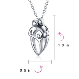 Father Mother Loving Child Son Or Daughter Family Pendant High Polished 925 Sterling Silver Necklace For Women 18 In